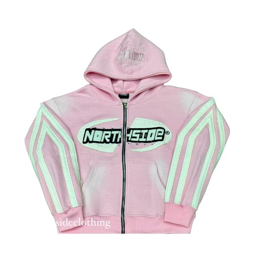 Northside Worldwide Zip-Up Hoodie - Pink