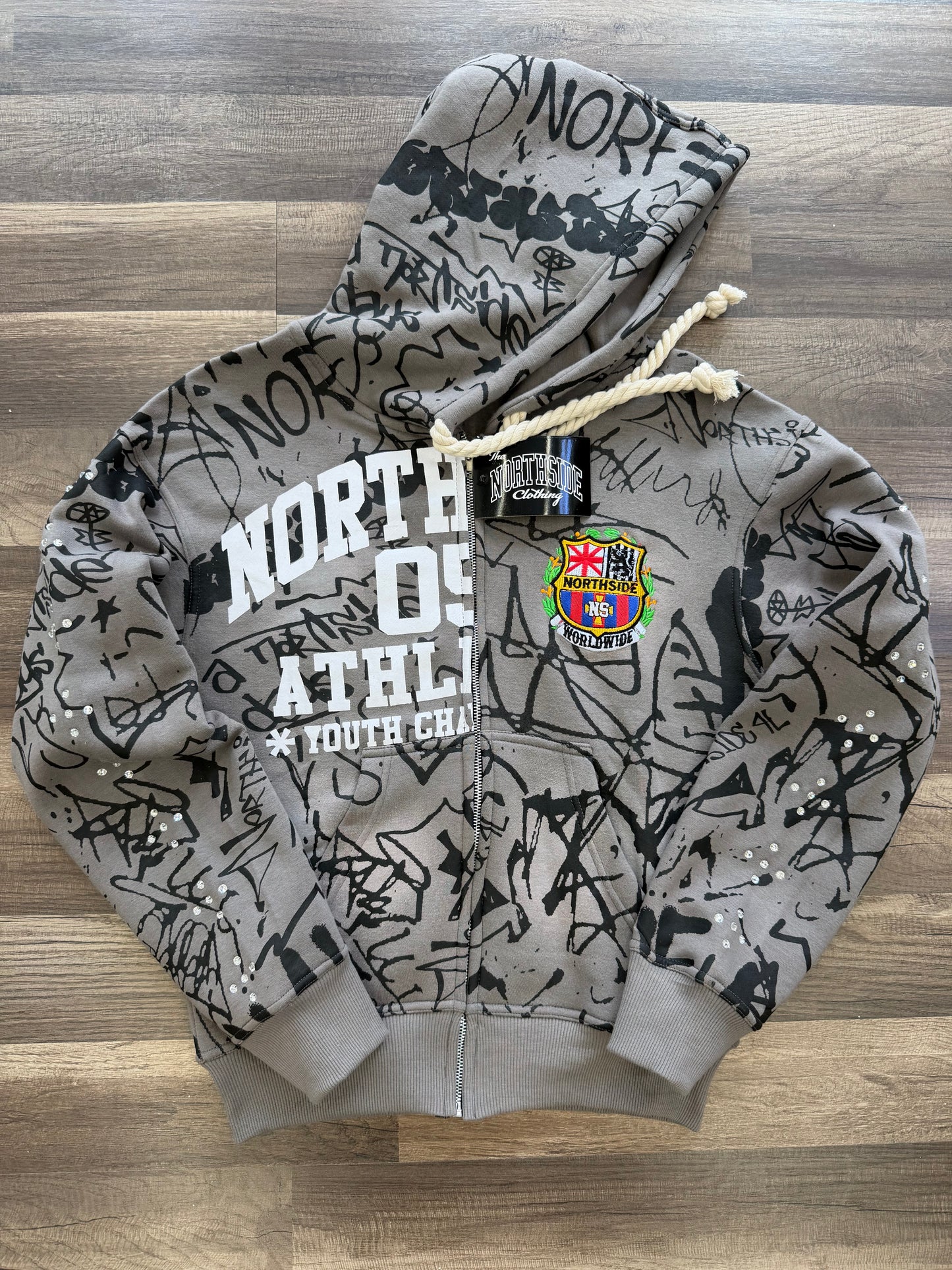 Northside Graffiti Zip Up Hoodie - Gray