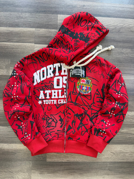 Northside Graffiti  Zip Up Hoodie - Red